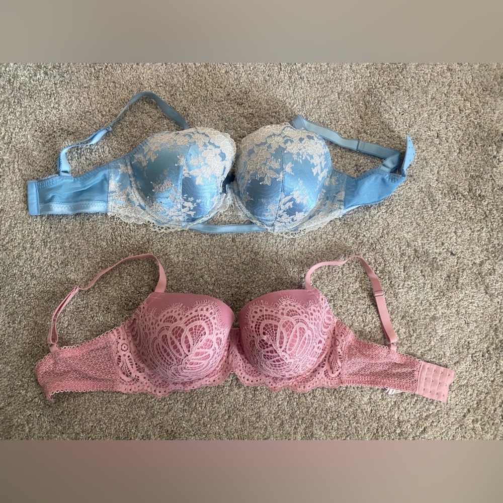 Accepting offers- Victoria’s Secret Blue and Pink Lace Push-Up Bras